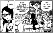 Sarada sulking while watching Kawaki train with Naruto