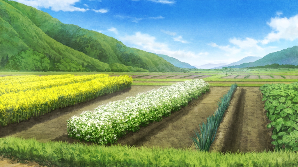 Peaceful farm landscape in anime style on Craiyon