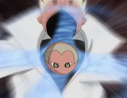 Puppet 3: This puppet had a red face with white hair. It was used in conjunction with the black-haired puppet. It is able to lift a section of its face to reveal a spinning orb with four large chakra blades. Since these blades are made of chakra and spin rapidly, even a scrape can prove deadly. It is wielded like a weapon by its partner.