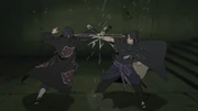 Sasuke and Itachi clashing.