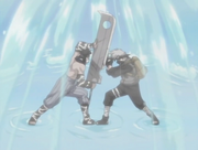 Kakashi and Zabuza battling