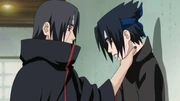 Itachi choking Sasuke.