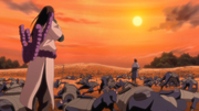 Sasuke defeats a thousand men without killing them.