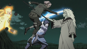Sasuke battles against Madara alongside Team 7.