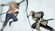 Hanzō and Asashi clashing.