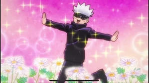Tensei playfully frolicking in the flower garden of the Hokage's Yard