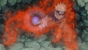 Naruto using the Nine-Tails' chakra to create Rasengan.