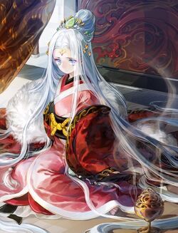 Miyase wearing her usual imperial outfit.