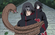 Orochimaru attacks Itachi