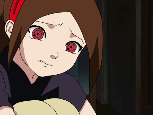 Digital art of a female uchiha character with sharingan