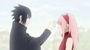 Sasuke thanks Sakura before leaving Konoha.