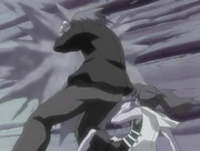 Yashamaru protects a girl when he is accidentally attacked by Gaara.