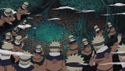 Naruto using the Multiple Shadow Clone Technique for the first time.