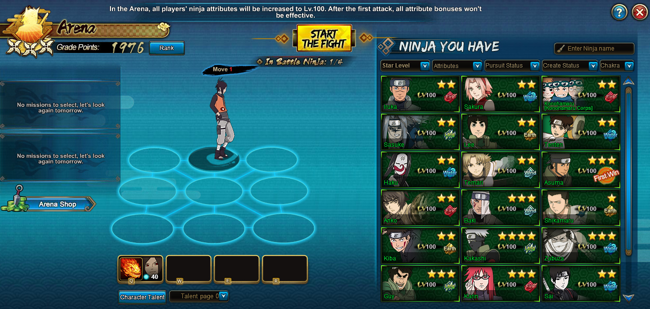 NARUTO ARENA TEAMS