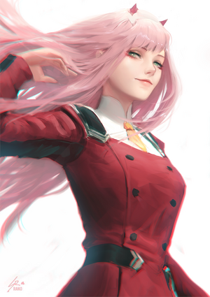 Zero two, a stunning and lifelike character from darling in the franxx