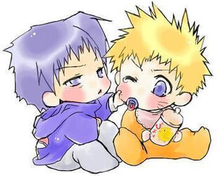 Naruto and Sasuke as cute little baby boys