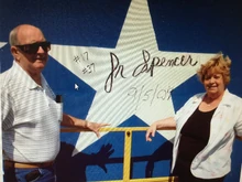 Junior & Connie standing by his star he signed on the Portsmouth Floodwall of Stars Sept