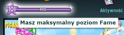 Pasek fame przy 101 level'u