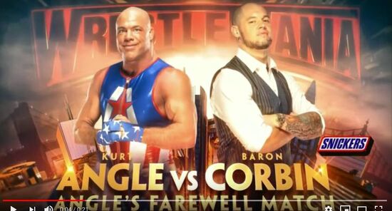 (233) Wrestlemania 35 Kurt Angle vs Baron Corbin - Official Match Card - YouTube