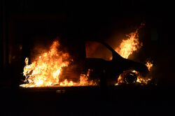 Burning car in Novosevensk