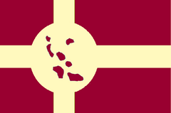 Hybrid flag incorporating features of both Seven cross and Trumbel flag, in use 1956-1967