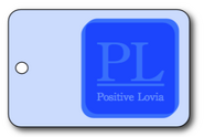 An ornamental keychain card with the printed Positive Lovia logo