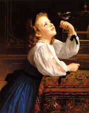 Little girl with bird