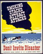 Smoking Stacks Attract Attacks, a WWII US Navy propaganda poster (1941)