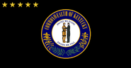 The flag of Kentucky, similar to the present-day flag but with a black background and stars representing the claimed star systems of Kentucky.