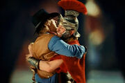 Jed and Octavius hug