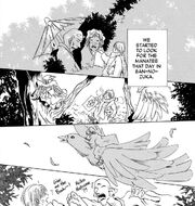 Natsume, Nyanko-sensei and Tsuyukami searching for Susugi.