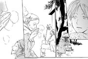Hana praying to Tsuyukami without seeing him.