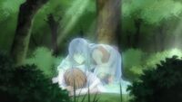 Asagi resting with the tired Natsume