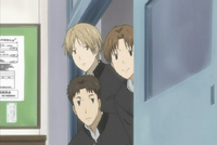 Natsume, Kitamoto & Nishimura peeking at Taki