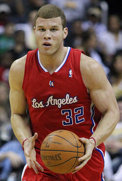 Los Angeles Clippers Blake Griffin dunks the ball by Boston Celtics Jordan  Crawford during first half action in Los Angeles on January 8, 2014. The  Clippers lead the Celtics at halftime 59-55.