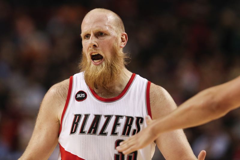 Los Angeles Lakers' center Chris Kaman participates during the