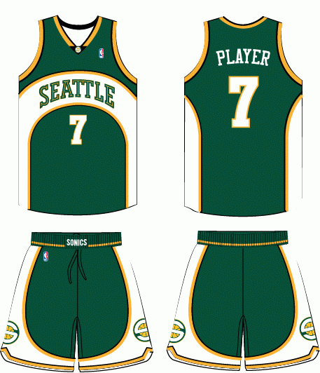 Seattle Super Sonics Oklahoma City Thunder uniform history