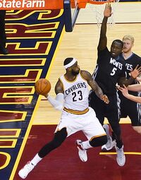 LeBron James and Gorgui Dieng