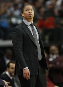  (pictured 2017) took over as head coach midway through the 2015–16 season, leading the team to 1st seed in his first season as well as three straight Finals and their first NBA title.