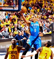 Westbrook goes up for a layup against Cleveland in 2015