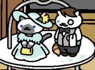 Sapphire and Jeeves' alternate costumes while on the Tower of Treats (Blue).