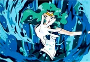 In her first Senshi uniform, Sailor Neptune demonstrates her ocean-based powers with Deep Submerge.
