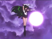 In her second Senshi uniform, Super Sailor Pluto uses her primary named attack: Dead Scream.