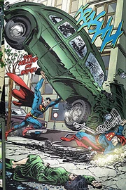 Kal-L fighting Kal-El, in art based on the cover of Action Comics #1. Art from Infinite Crisis #5, by Jerry Ordway.
