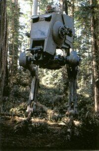 AT-ST at alert on the forest moon of Endor in Return of the Jedi