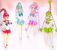 The Sailor Quartet. Left to right: Sailor Vesta, Sailor Pallas, Sailor Ceres, Sailor Juno.