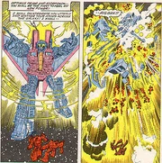 Starscream receives the full power of the Underbase, and subsequently explodes.