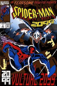 Spider-Man 2099 and Vulture 2099 on the cover of Spider-Man 2099 #7.