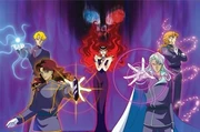 An image of the major characters of the villanous group from the first anime series.