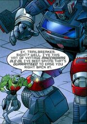 Rattrap welcomes Trailbreaker back to Cybertron